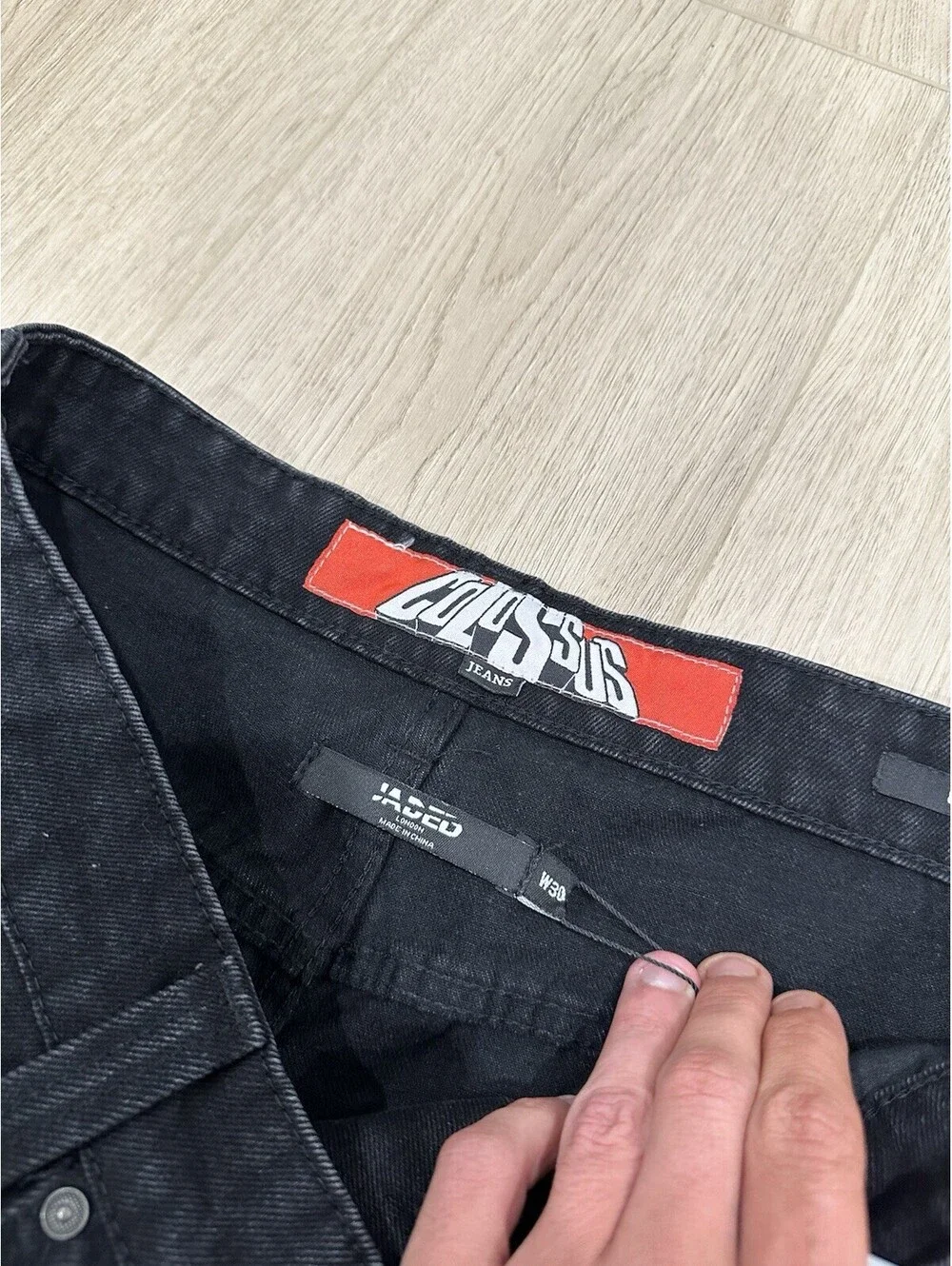 NWT Jaded London Jeans Mens 34x30 Black Wide Leg Colossus Fit Denim